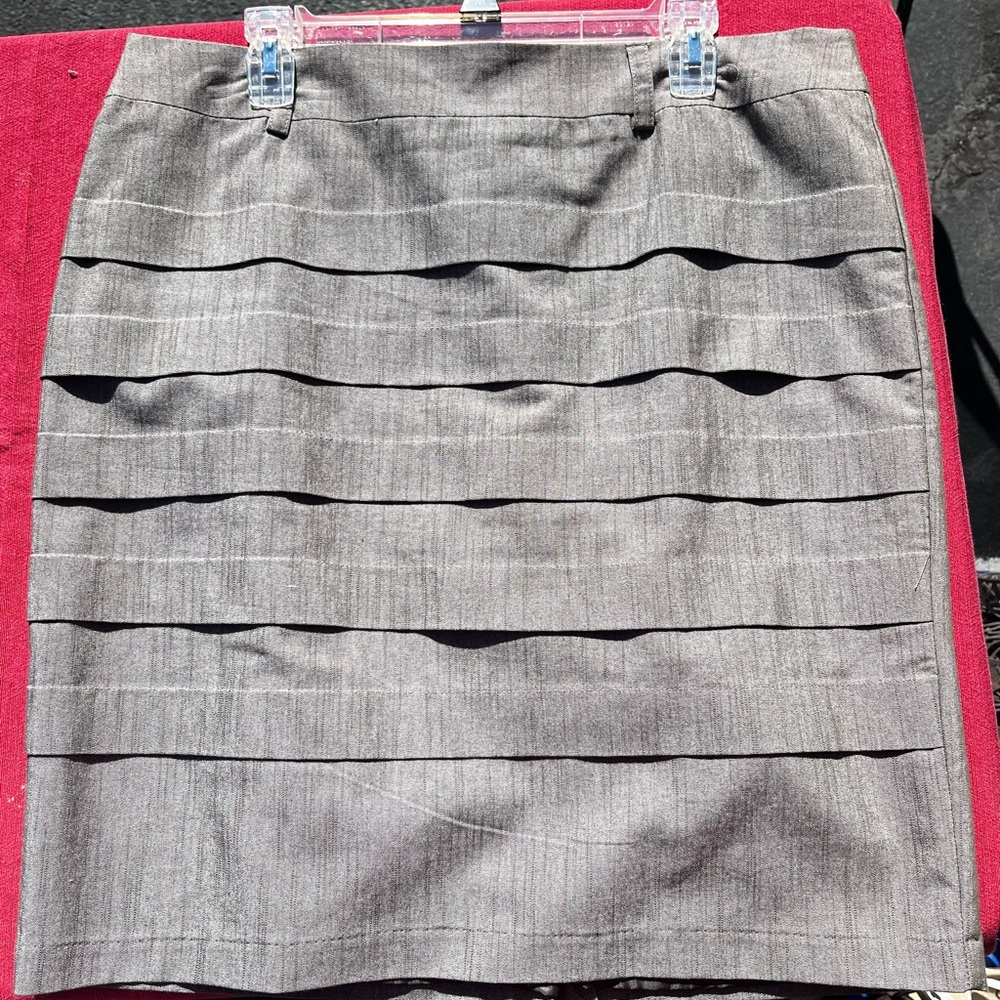 AGB Gray Brown Tiered Pencil Skirt